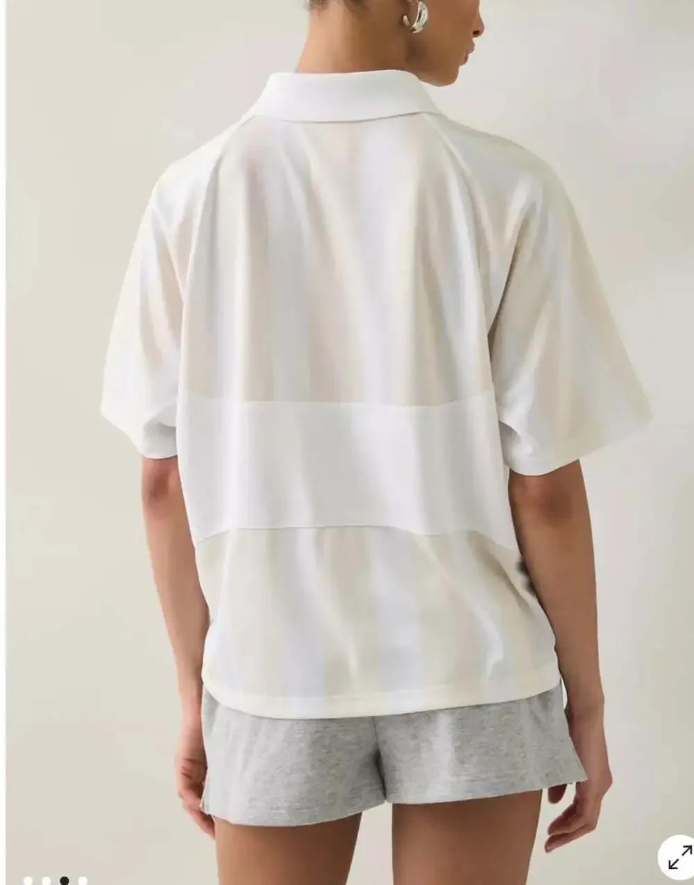Nike Street oversized striped jersey in beige Size Small